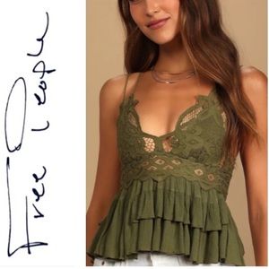 Free People Adella Crochet Lace Tiered Ruffle Hem Cami by Intimately